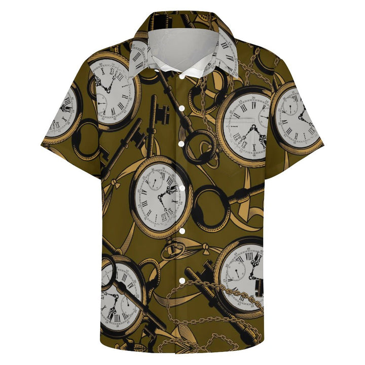 Men's Casual Watch Chest Pocket Short Sleeve Shirt 2309000870