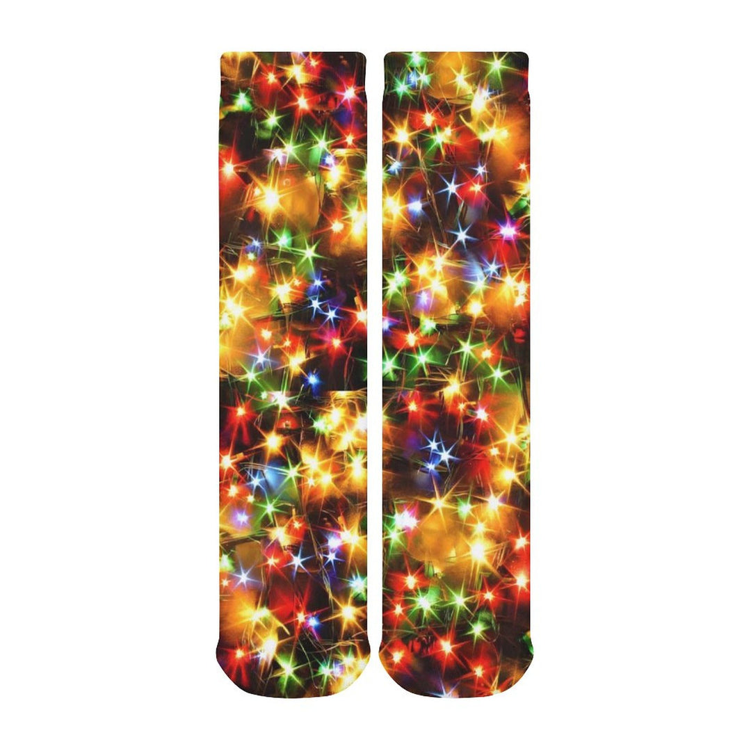 Men's Christmas Colored String Lights Long Fashion Thickened Stockings 2311000503