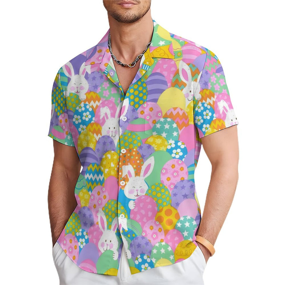 Men's Easter Egg Bunny Casual Short Sleeve Shirt 2312000061