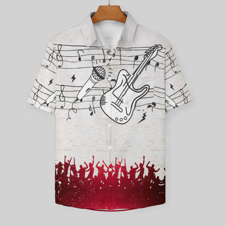 Music Casual Chest Pocket Short Sleeved Shirt 2309000880