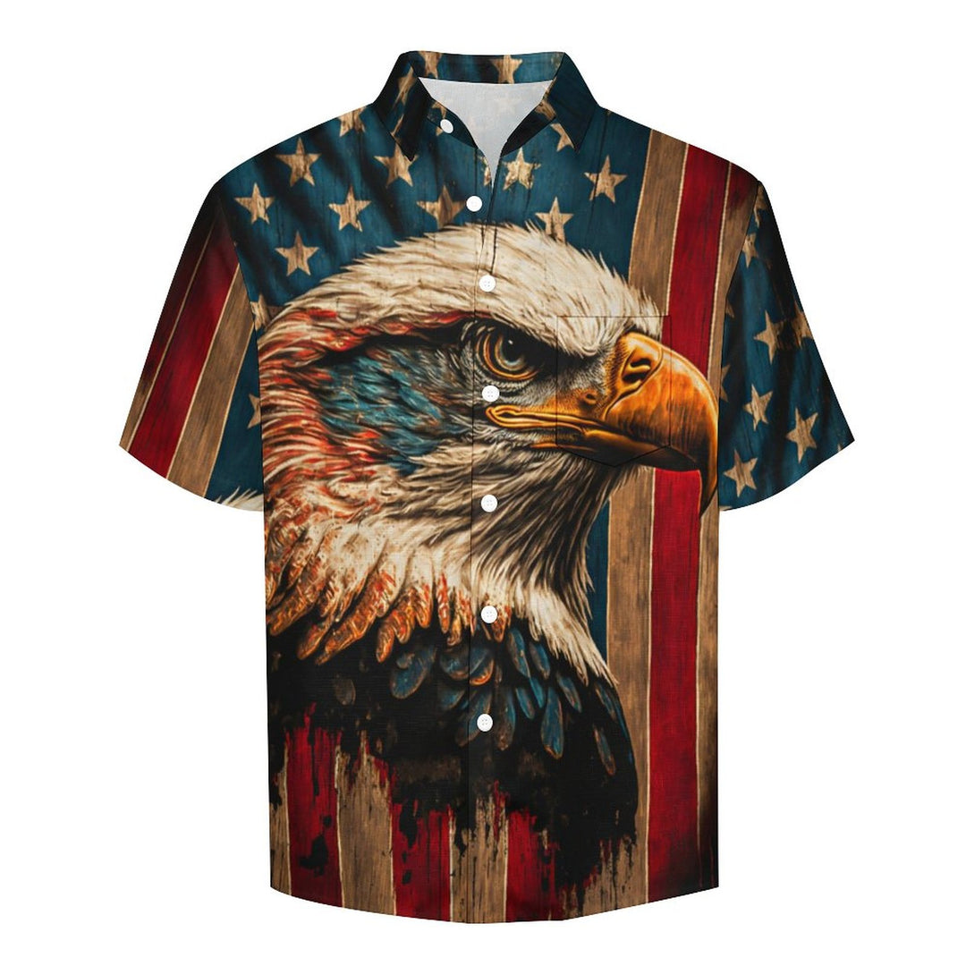 Men's Eagle Painted Art Print Vacation Short Sleeve Shirt 2305105846
