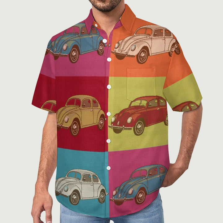 Chemise hawaïenne de vacances à imprimé voiture peinte pour homme 2305106037