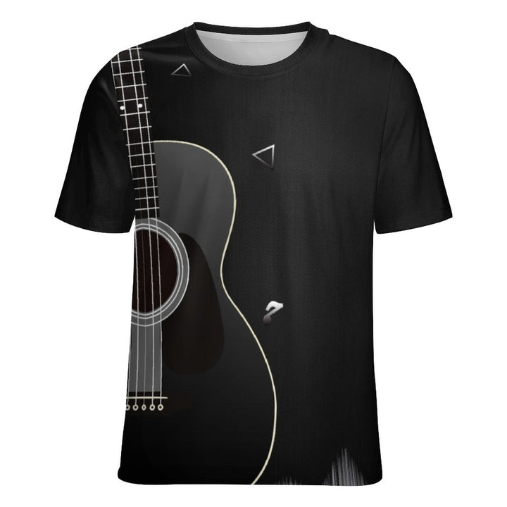 Men's Round Neck Guitar Art Print Casual T-Shirt 2312000383