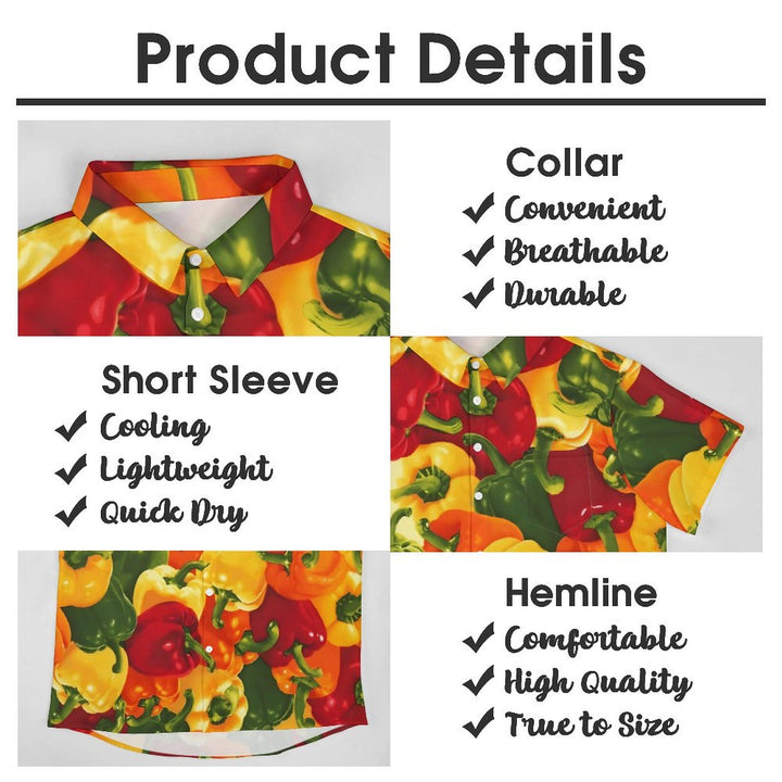 Men's Hawaiian Colorful Pepper Casual Short Sleeve Shirt 2401000357