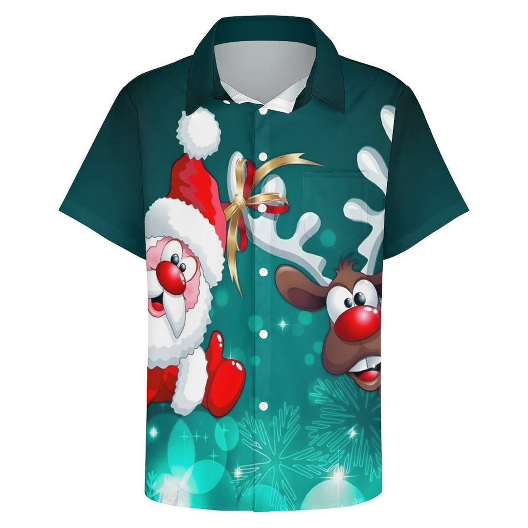 Santa Claus Elk Casual Short Sleeve Shirt 2310000734