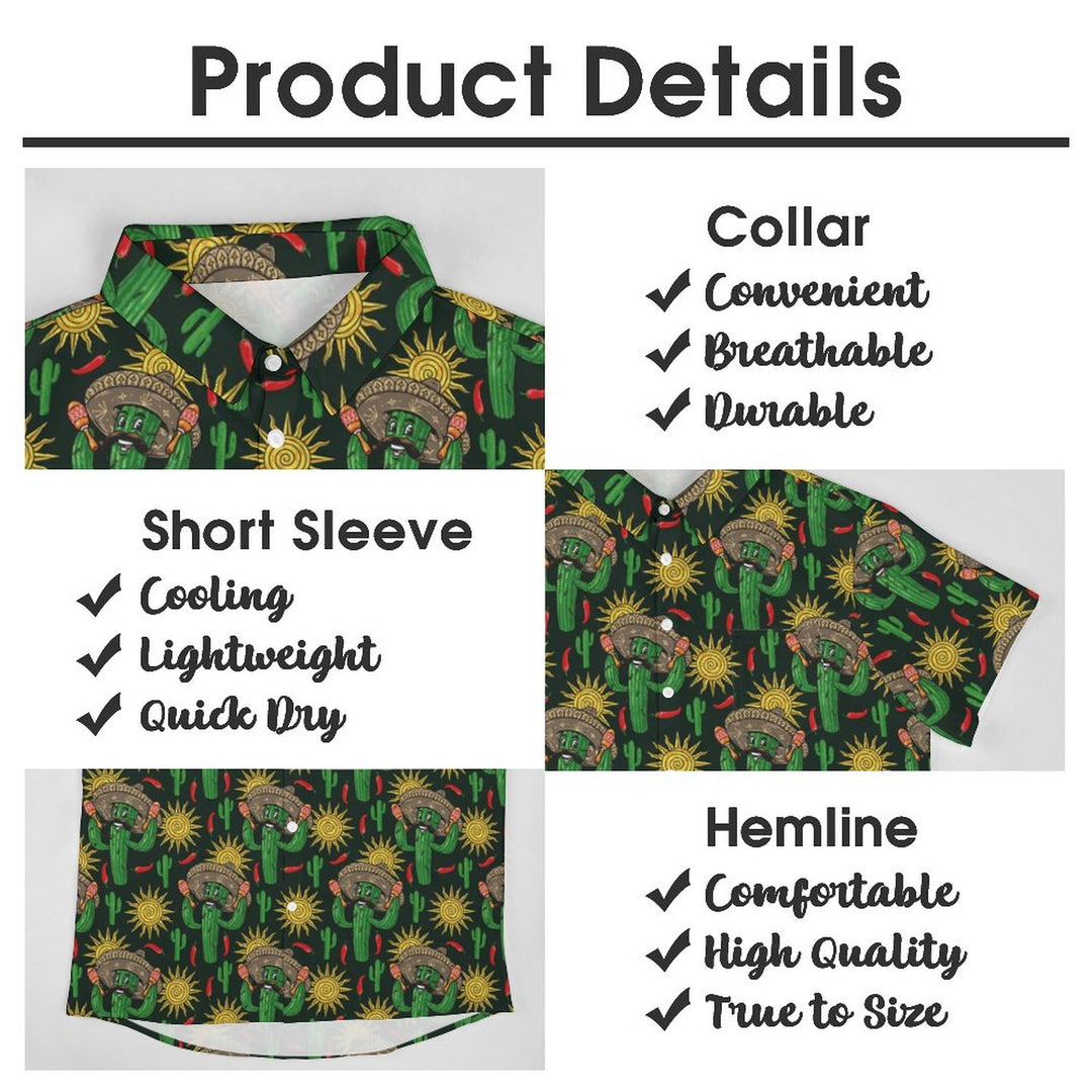Cactus Casual Print Chest Pocket Short Sleeve Shirt 2309000486
