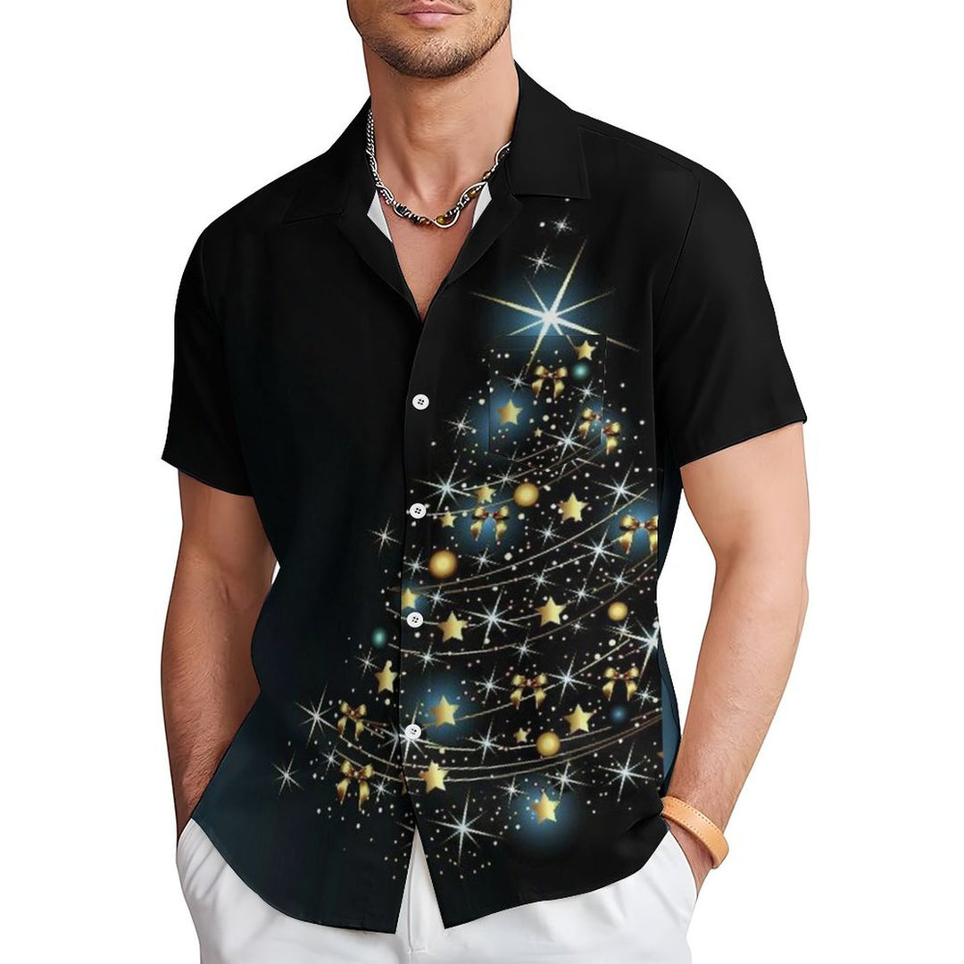 Men's  Glitter Gold Christmas Casual Short Sleeve Shirt 2311000011