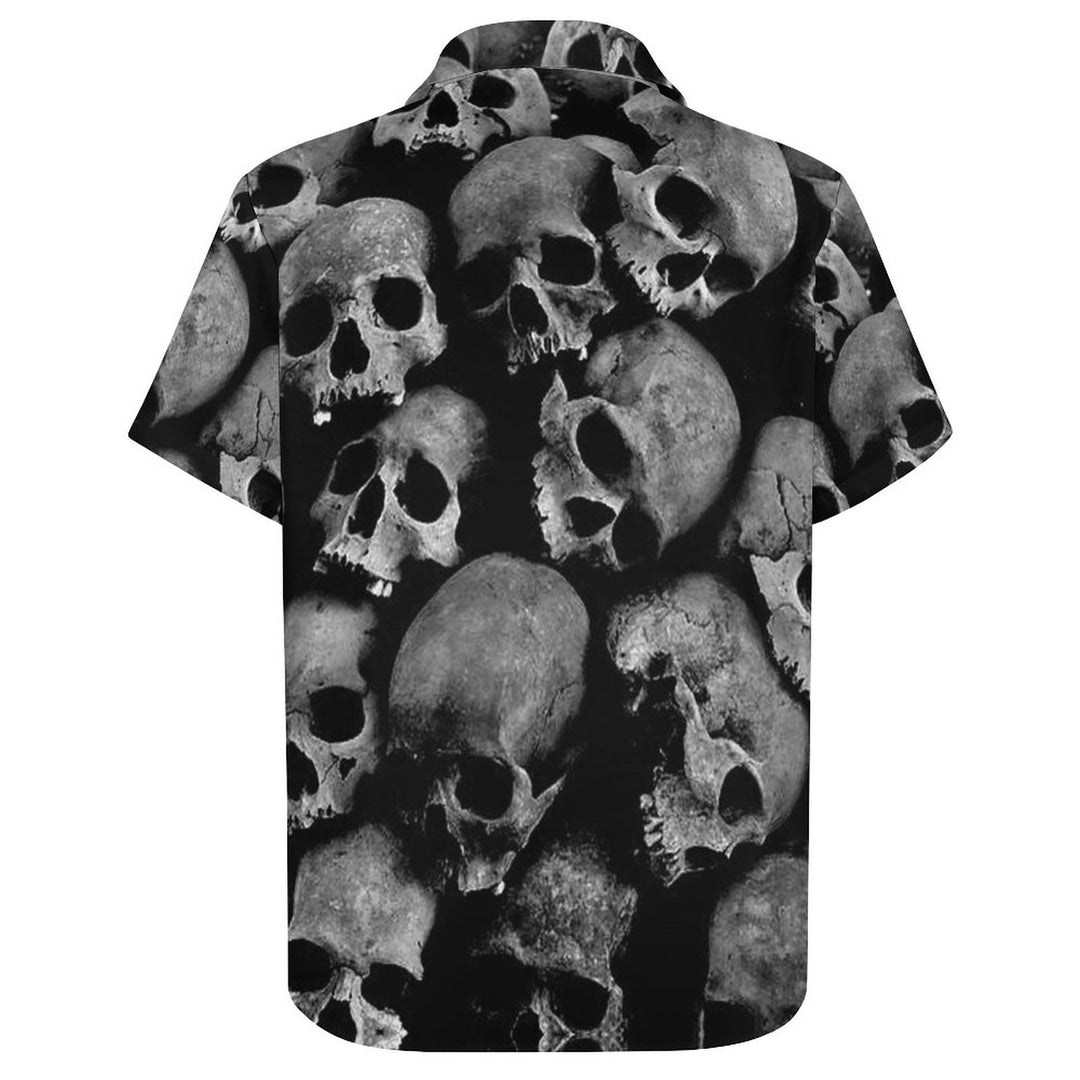 Skull Oversized Chest Pocket Short Sleeve Shirt 2308100342