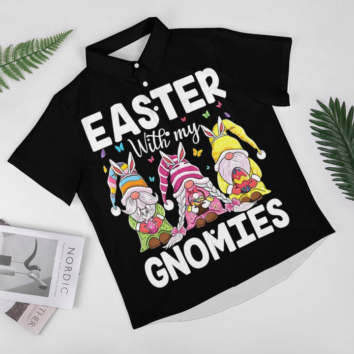 Men's Easter Bunny Gnome Casual Short Sleeve Shirt 2312000058