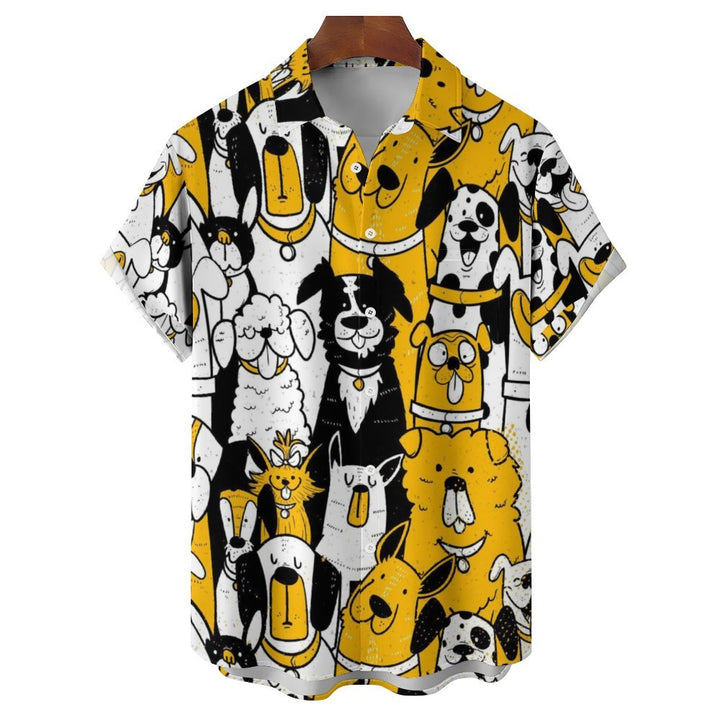 Men's Dog Print Casual Short Sleeve Shirt 2311000393