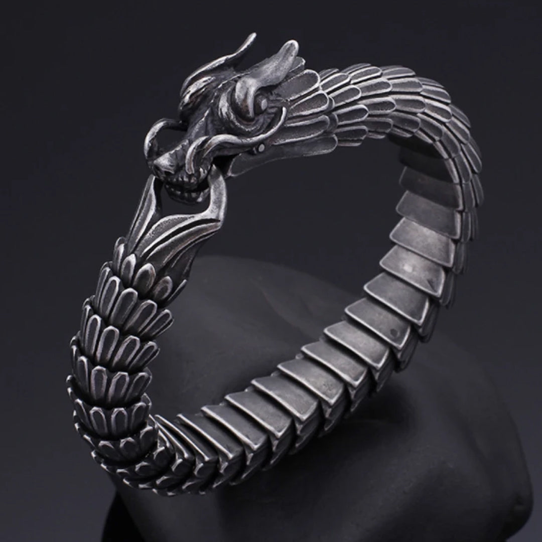 Punk Dragon Head Charm Bracelet Men Stainless Steel 200409006