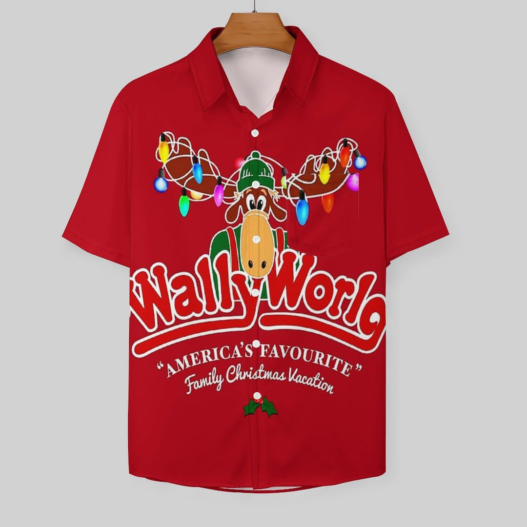 Christmas Casual Chest Pocket Short Sleeved Shirt 2310000097