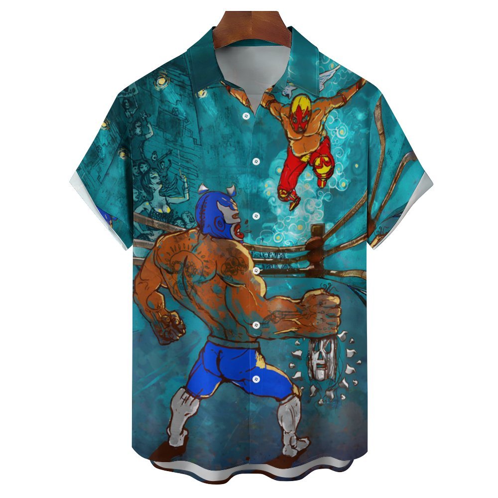 Men's Mexican Cultural Gladiator Casual Short Sleeve Shirt 2312000467