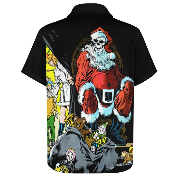 Horrible Christmas Casual Chest Pocket Short Sleeve Shirt 2309000159
