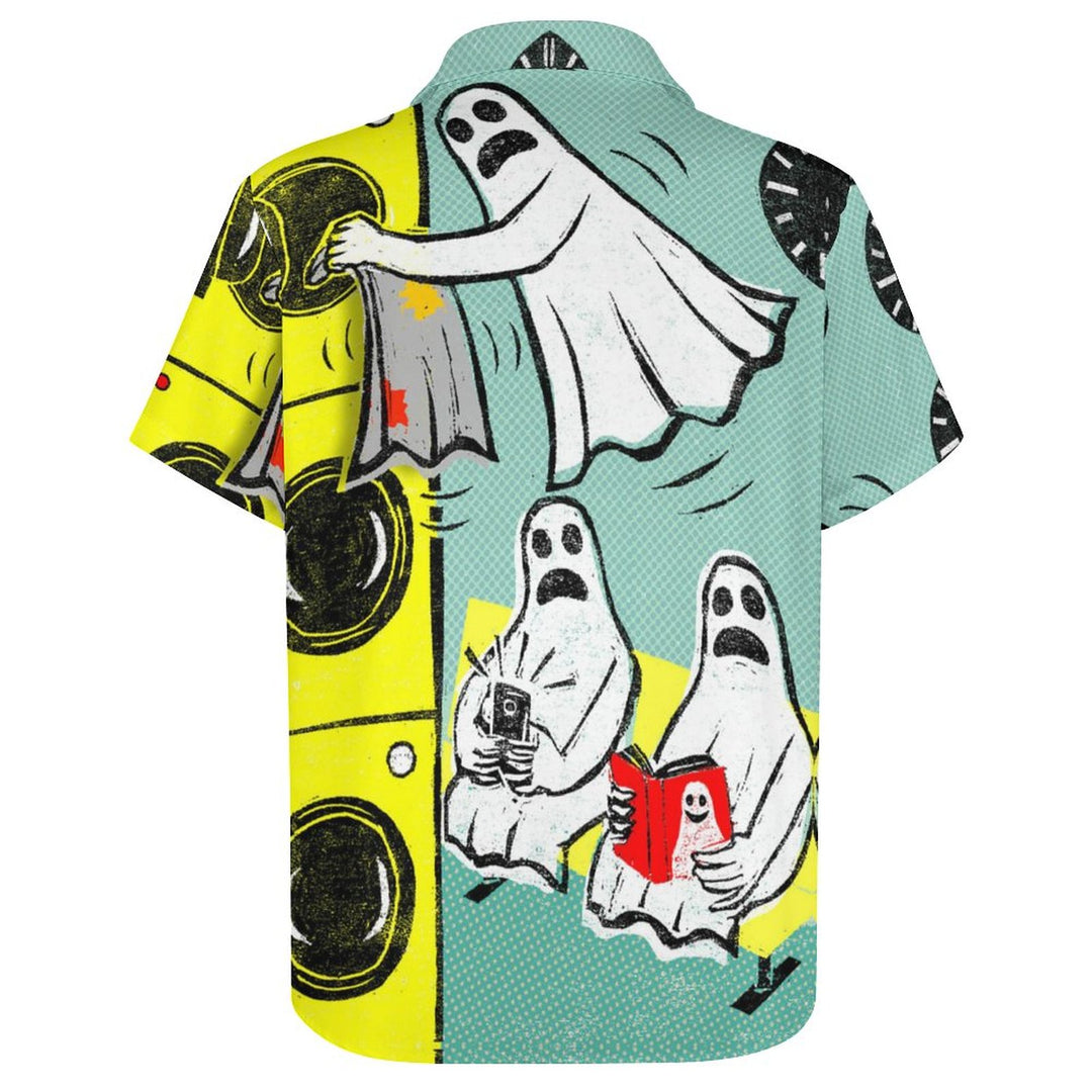 Ghost Casual Printed Chest Pocket Short Sleeved Shirt 2309000808