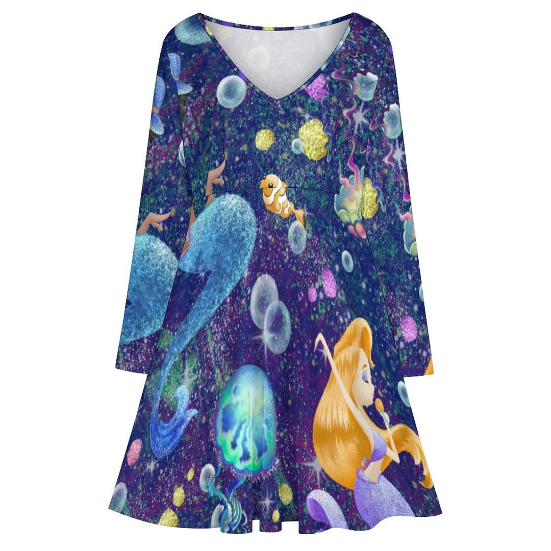Plus Size Mermaid Sea Life Print Casual Dress 2310000575