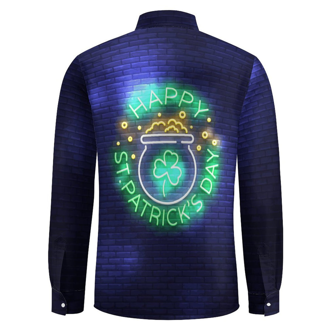 Neon Happy St. Patrick's Day Printed Long Sleeve Shirt 2312000278