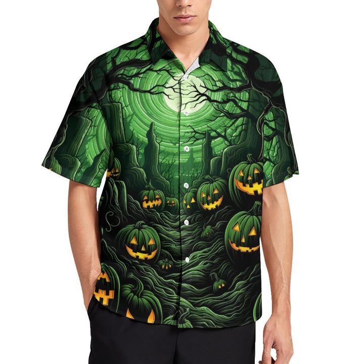 Devil Pumpkin Casual Chest Pocket Short Sleeve Shirt 2309000251