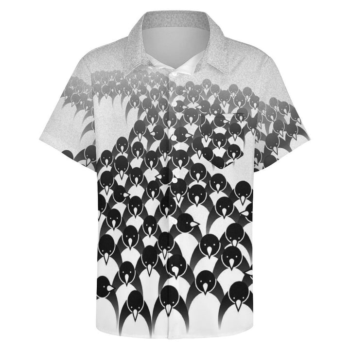 Men's Penguin Print Casual Short Sleeve Shirt 2310000980