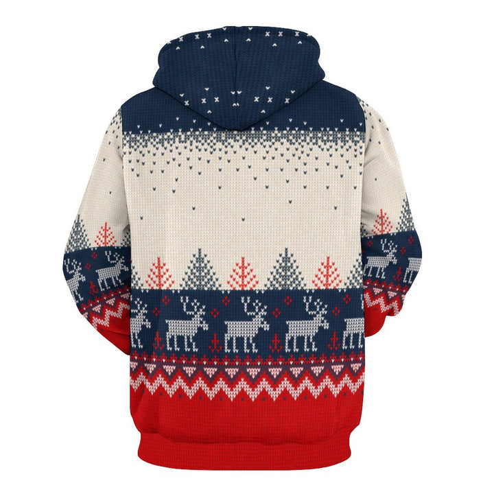 Unisex Hooded Elk Print Sweatshirt 2311000430