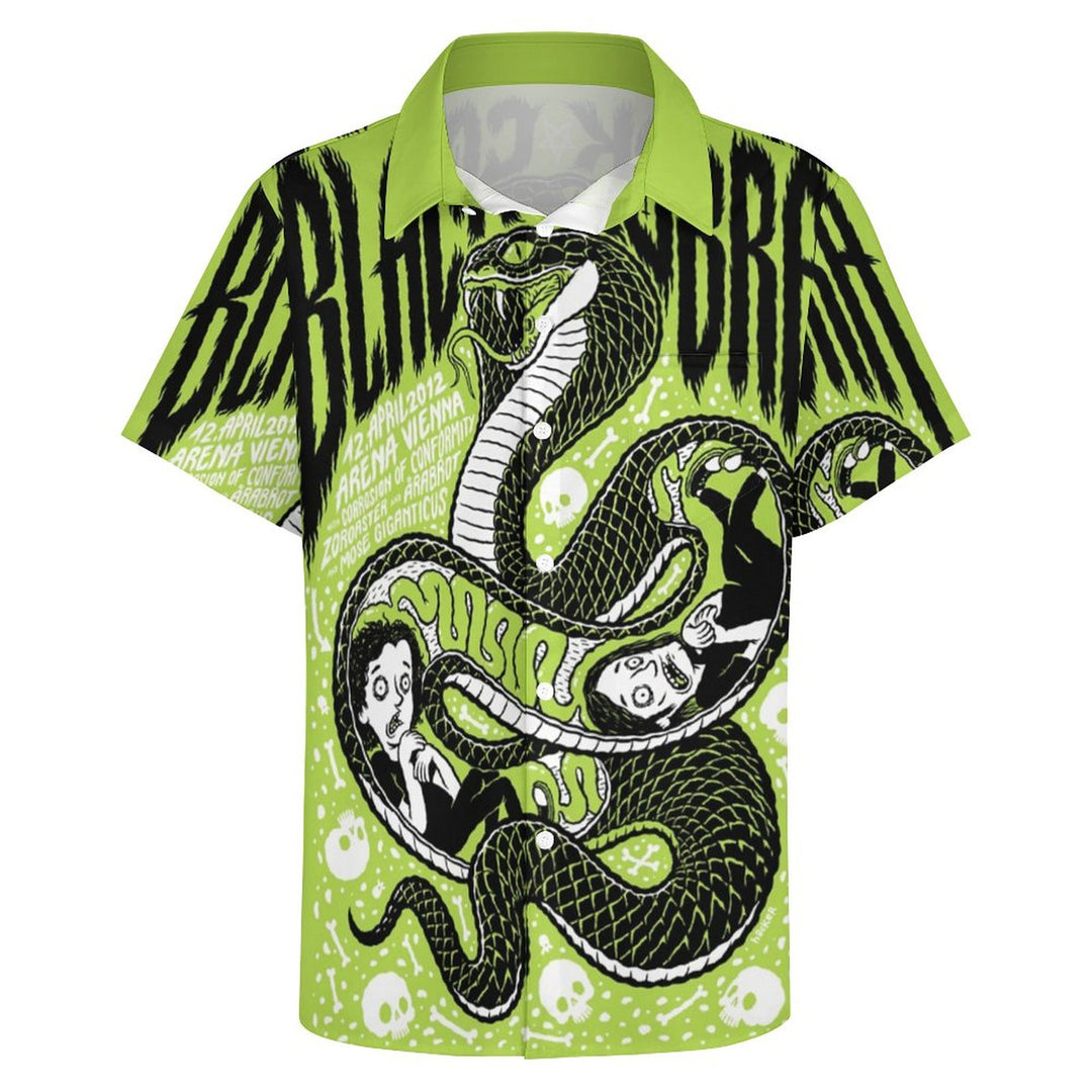Black Eyed Snake Casual Chest Pocket Short Sleeve Shirt 2309000812