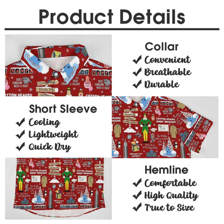 Christmas Casual Chest Pocket Short Sleeved Shirt 2310000067