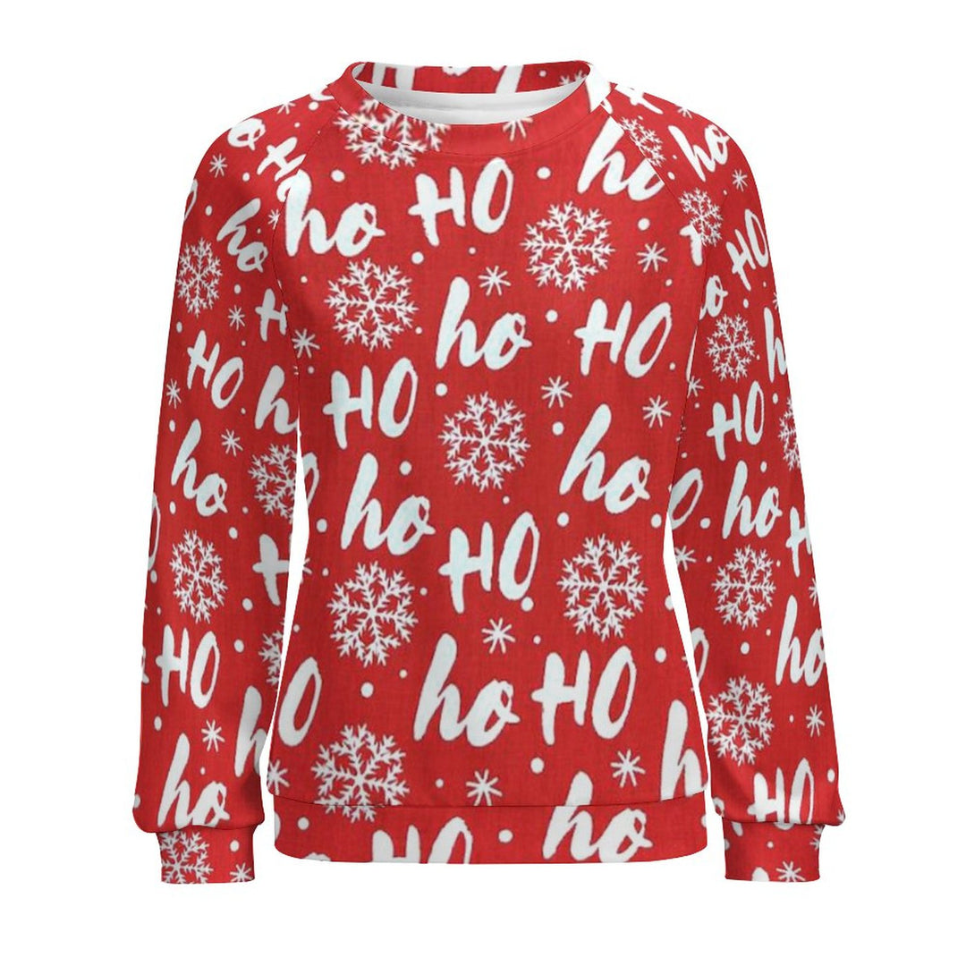 Women's Raglan Crew Neck Fashionable Christmas Print Sweatshirt 2310000570