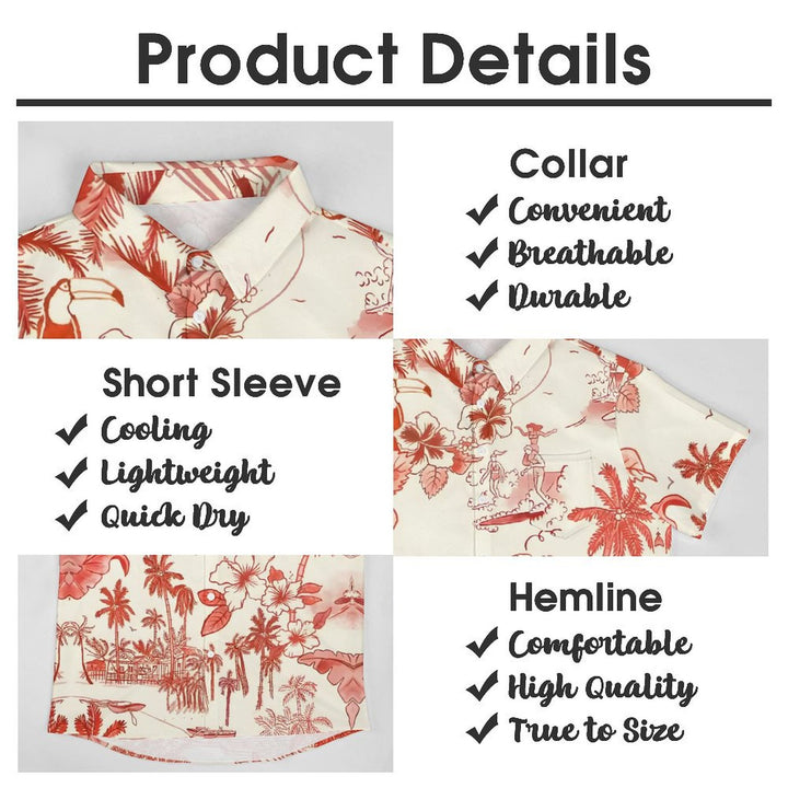 Men's Hawaiian Toucan Vacation Casual Short Sleeve Shirt 2401000408