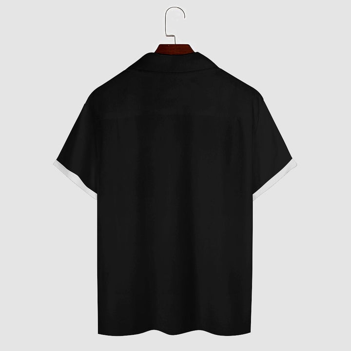 Men's Contrasting Color Simple Short Sleeve Shirt 2304104802