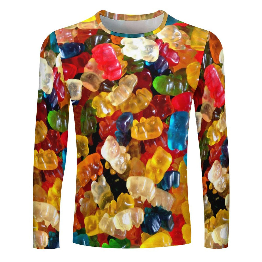 Casual Gummy Bear Print Long Sleeve T-Shirt 2309000372