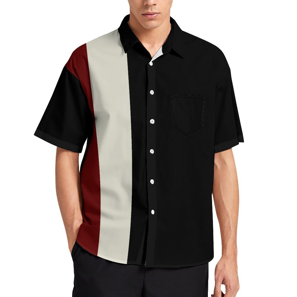 Retro Striped Chest Pocket Short Sleeved Shirt 2310000252