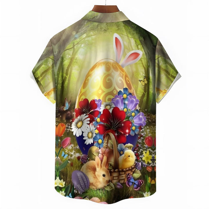 Men's Easter Bunny Egg Casual Short Sleeve Shirt 2312000347
