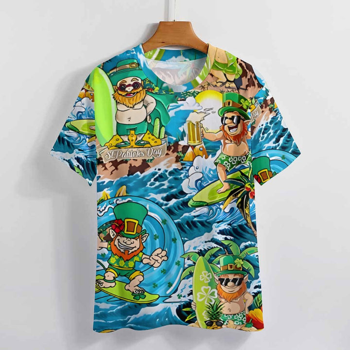 Men's St. Patrick's Day Surf Round Neck Casual T-Shirt 2312000229