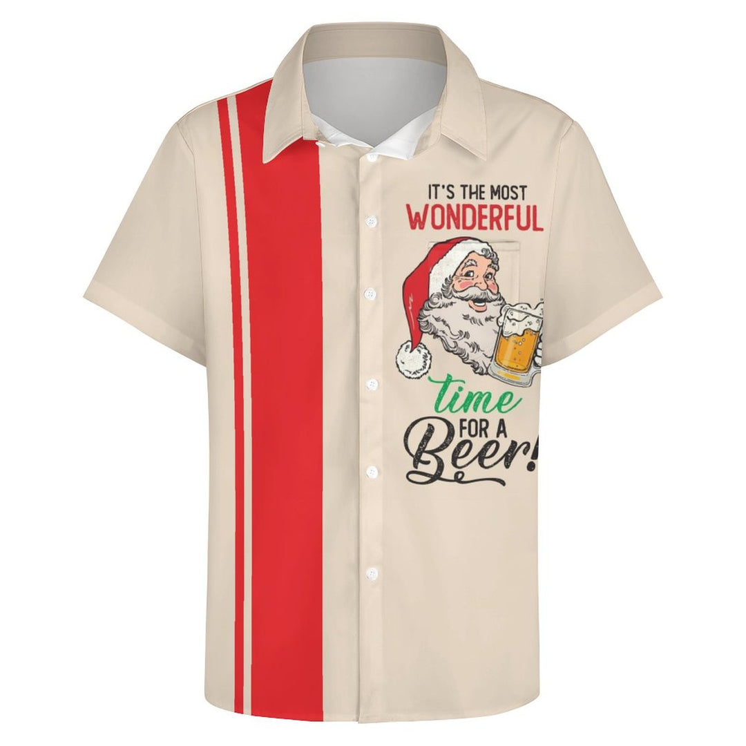 Christmas Beer Chest Pocket Short Sleeved Shirt 2310000254