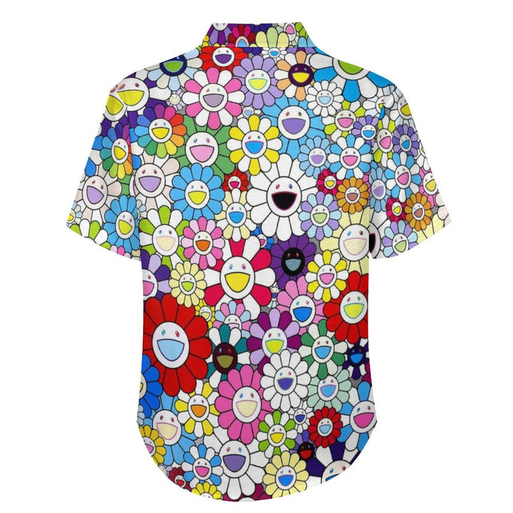 Men's Colorful Sunflower Print Casual Short Sleeve Shirt 2311000404