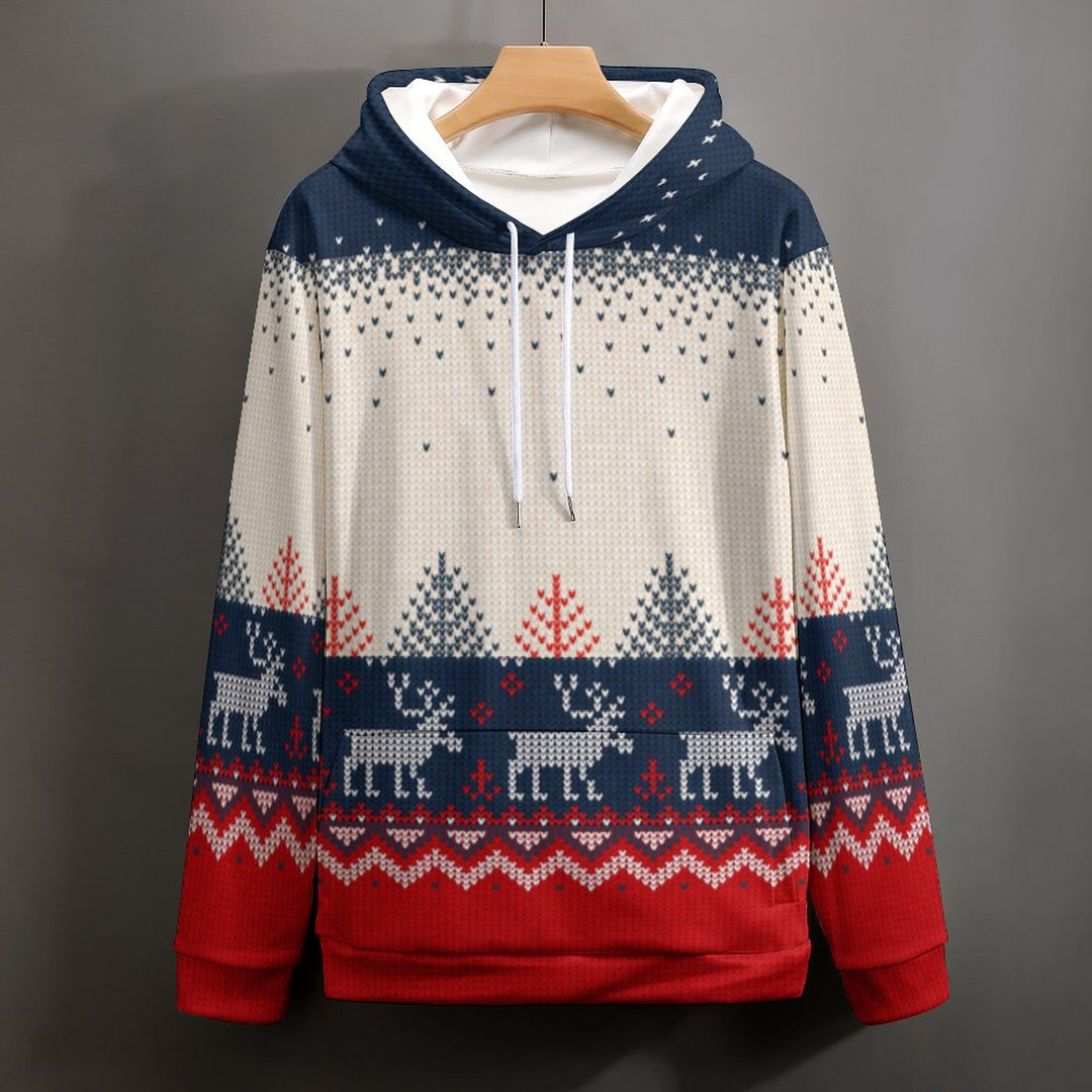Unisex Hooded Elk Print Sweatshirt 2311000430