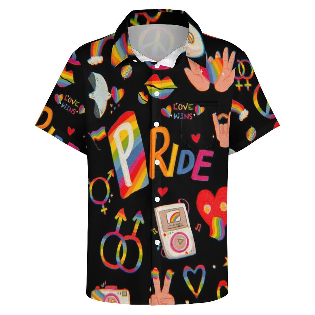 Rainbow Casual Chest Pocket Short Sleeved Shirt 2310000026