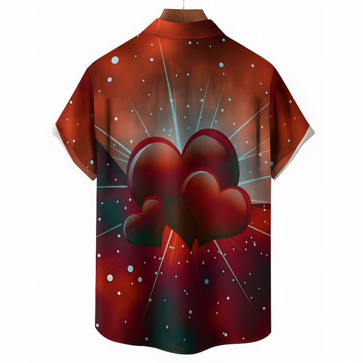 Valentine's Day Hearts Casual Short Sleeve Shirt 2312000239