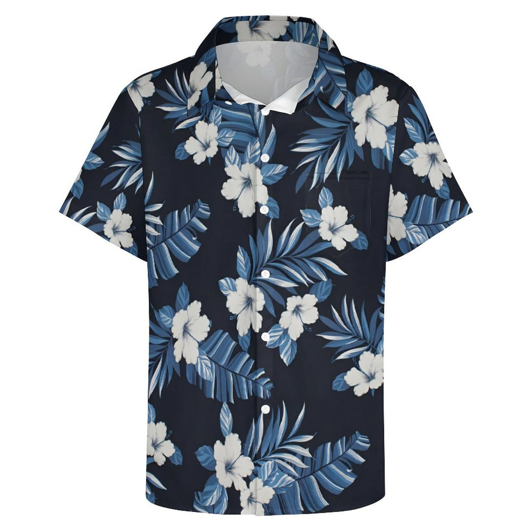 Men's Casual Palm Tree Flower Hawaiian Vacation Short Sleeve Shirt 2312000340