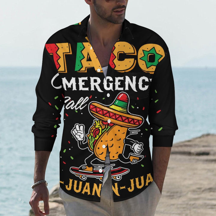 Men's taco casual printed long sleeve shirt 2310000956