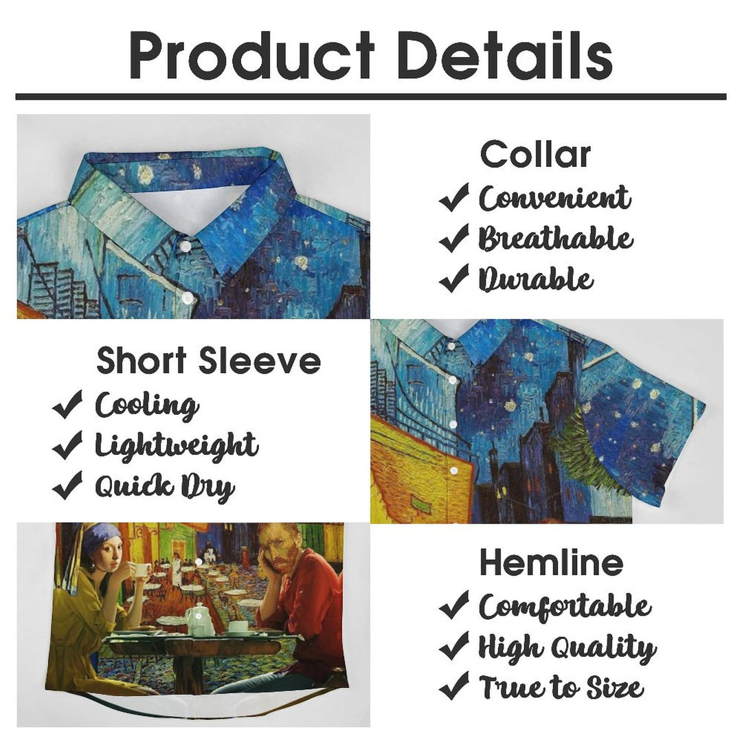 Art Spliced Casual Chest Pocket Short Sleeve Shirt 2309000410