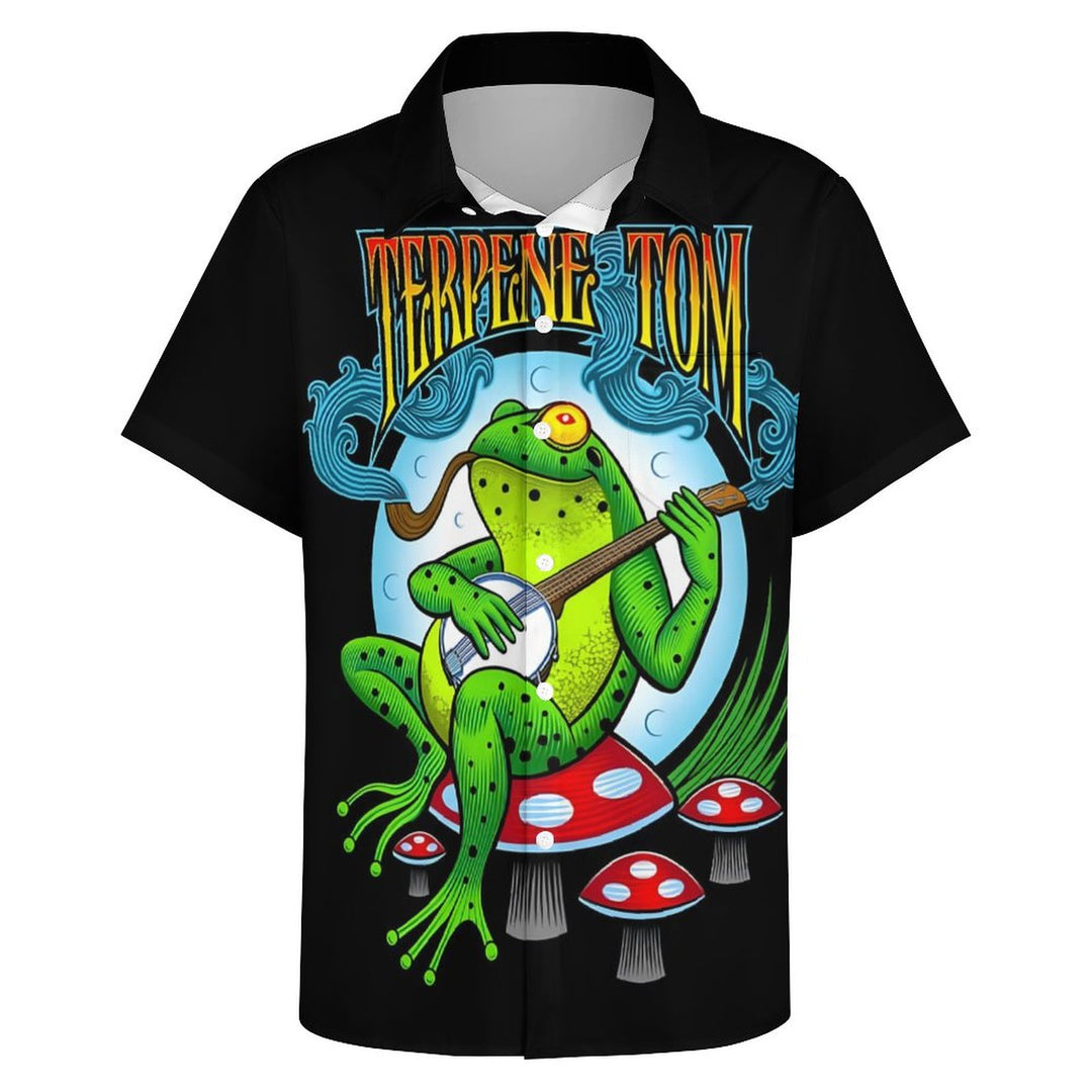 Men's Play and Sing Frog Casual Short Sleeve Shirt 2312000501