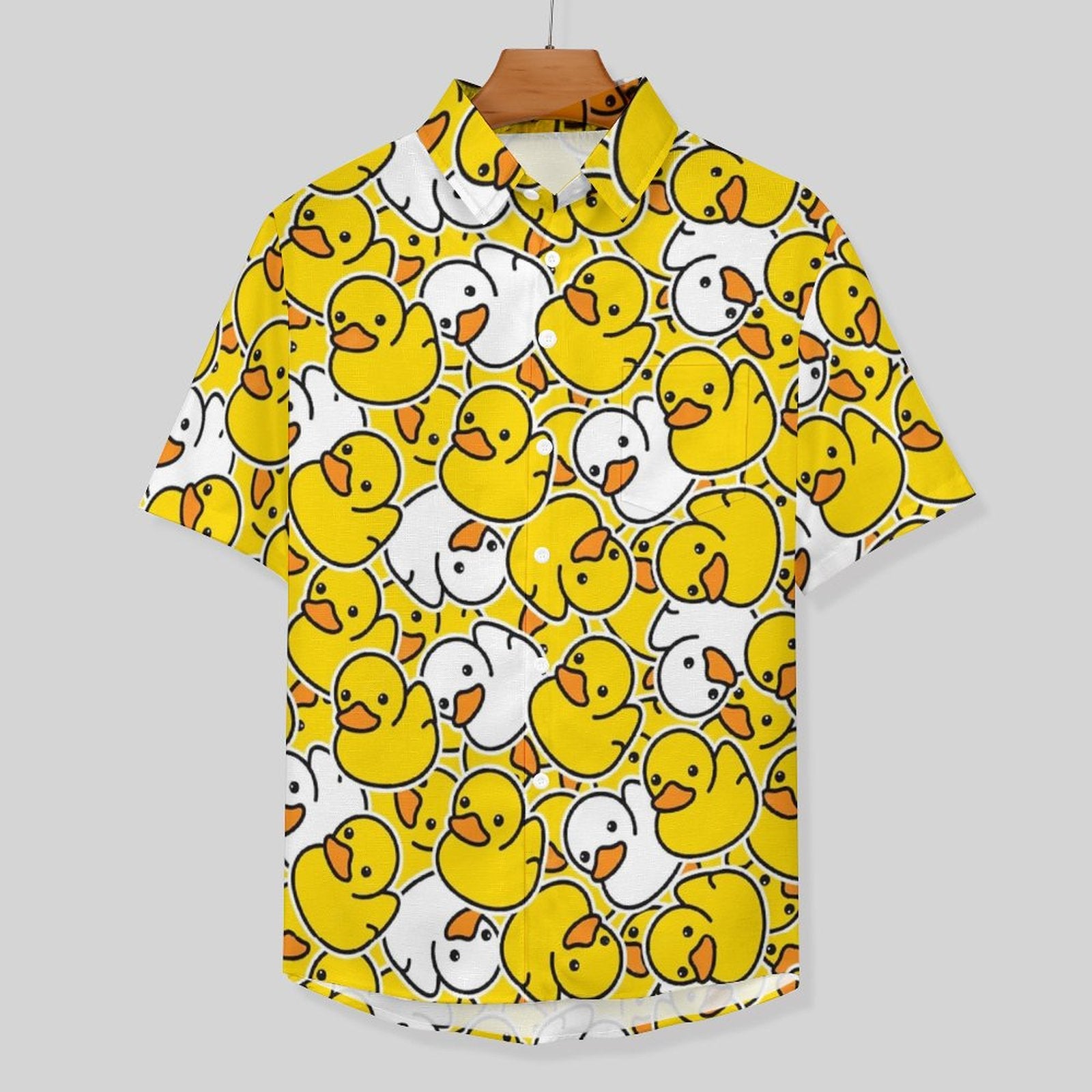 Men's Little Yellow Duck Jump Color Casual Fashion Short Sleeve Shirt ...