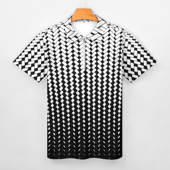 Mens zipper short sleeved fashion full printed Polo shirt 2305105476