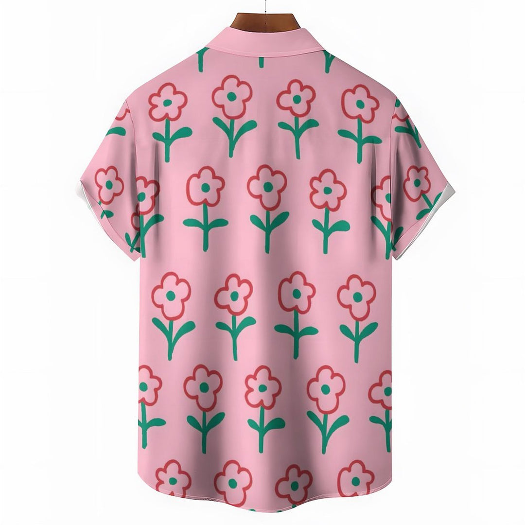 Men's Flowers Casual Short Sleeve Shirt 2311000573