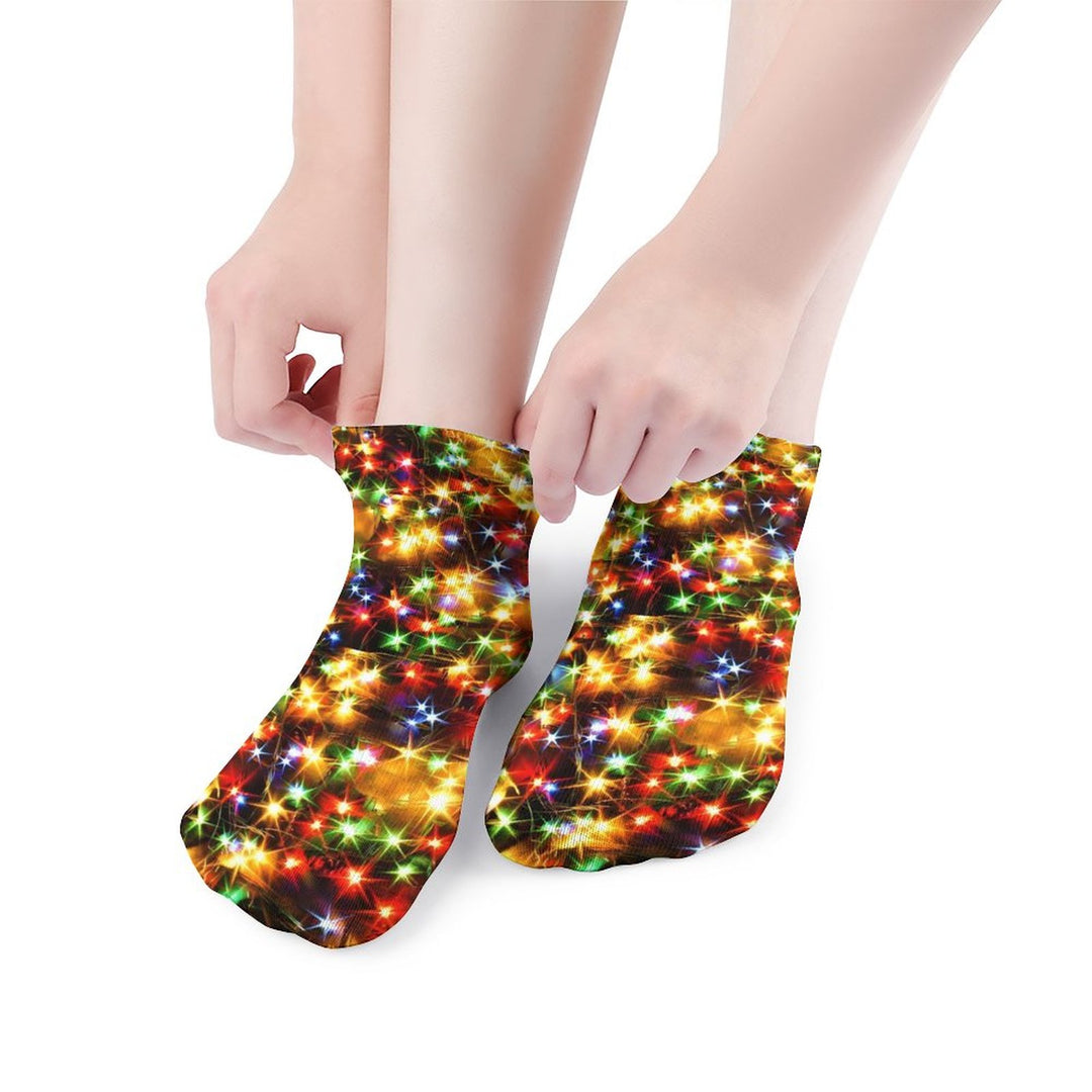 Men'S Casual Christmas Colored String Lights Printed Breathable Socks 2311000502