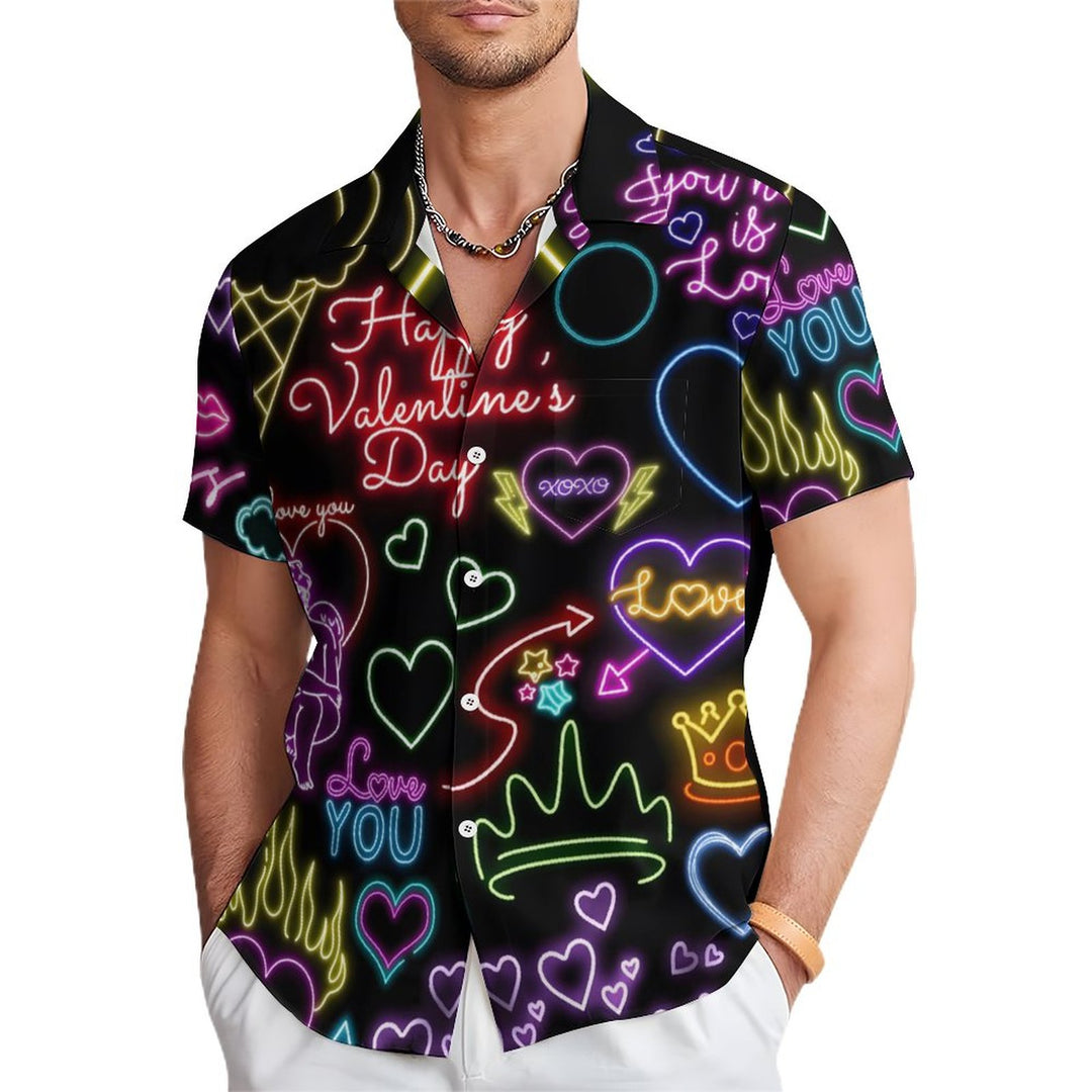 Happy Valentine's Day Casual Short Sleeve Shirt 2312000082