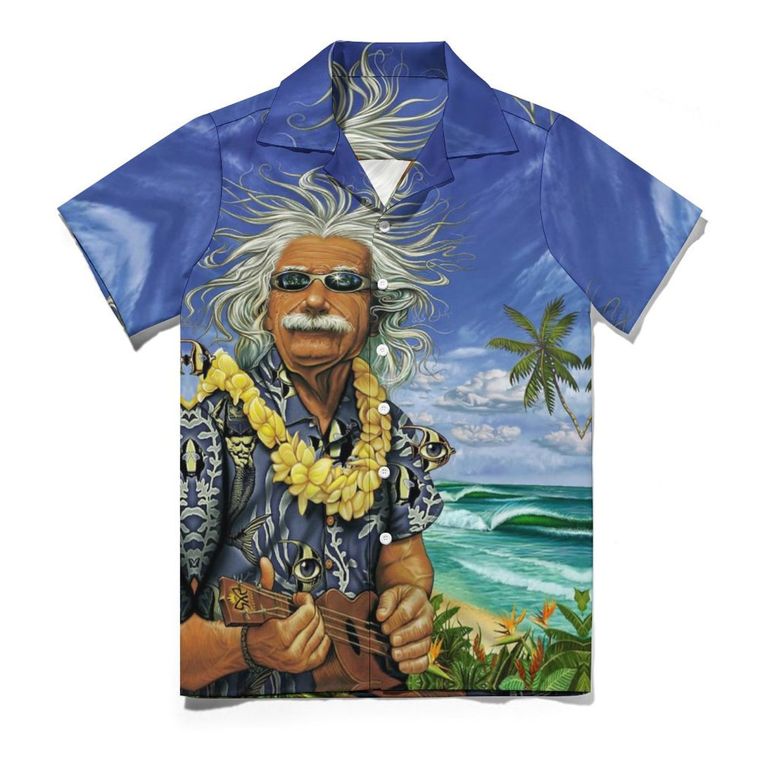 Men's Elderly Pattern Casual Vacation Short Sleeve Shirt 2304109848