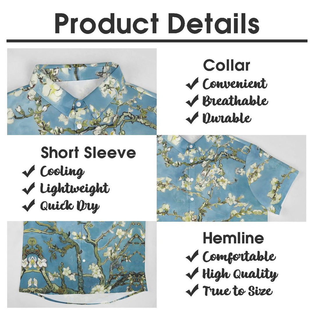 Men's Van Gogh Almond Blossom Casual Short Sleeve Shirt 2312000177