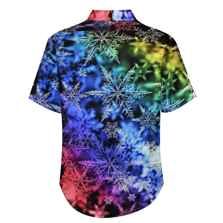 Men's Colorful Snowflake Print Casual Short Sleeve Shirt 2311000049